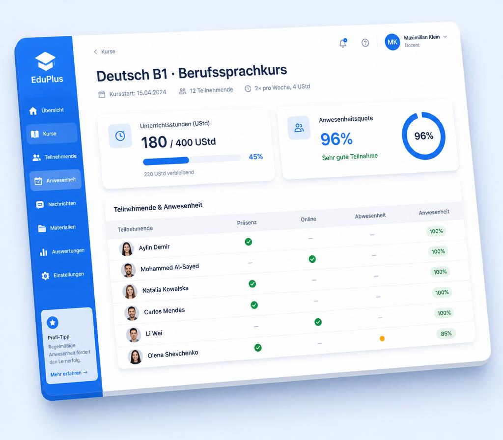 StudyWiser attendance dashboard